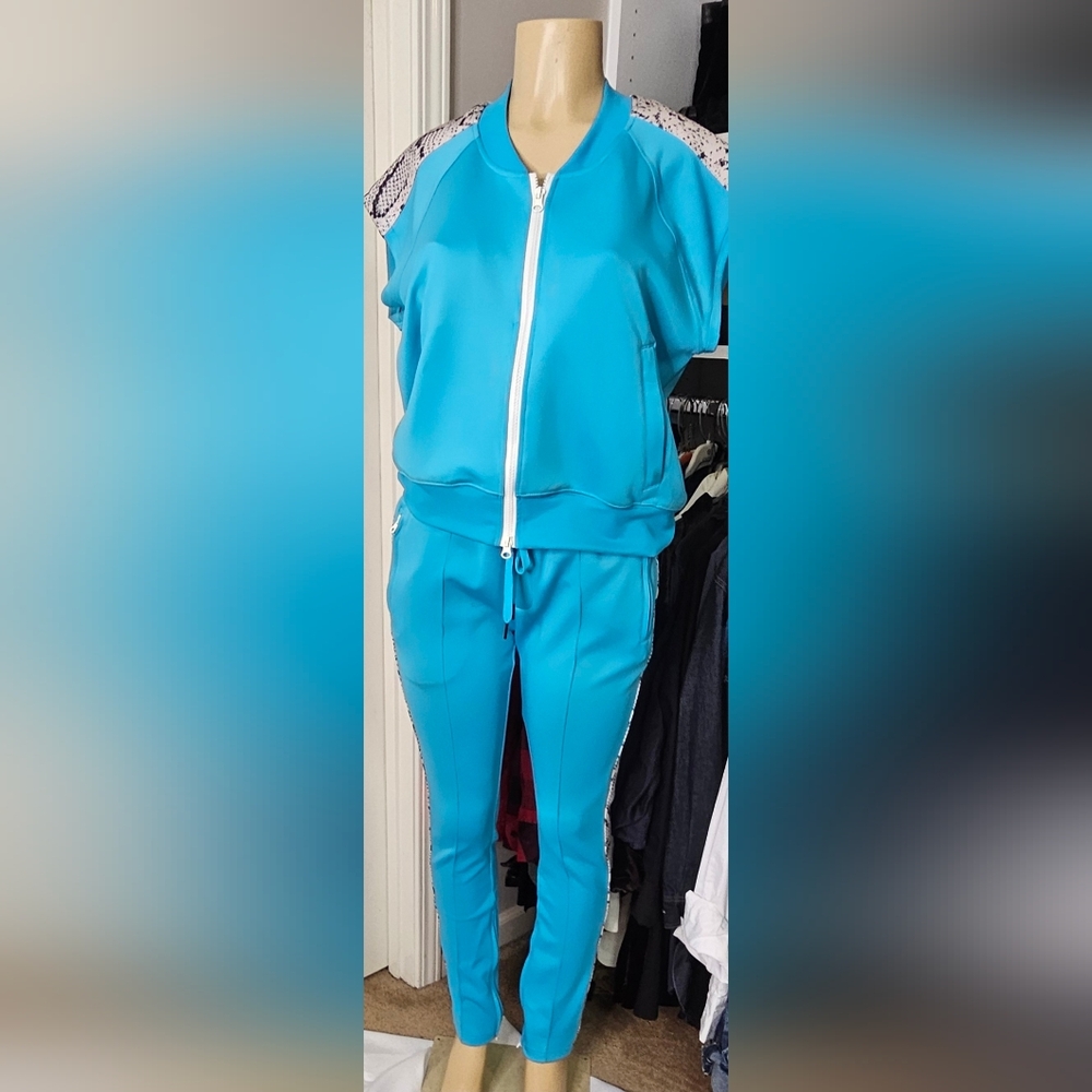 Women's Teal Blue Snake Skin Tracksuit